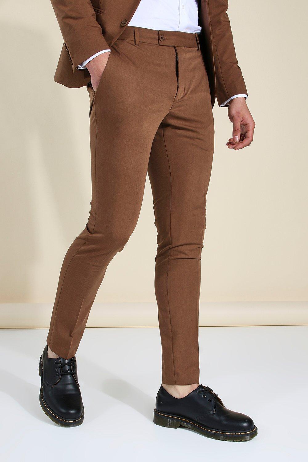 mens brown skinny trousers