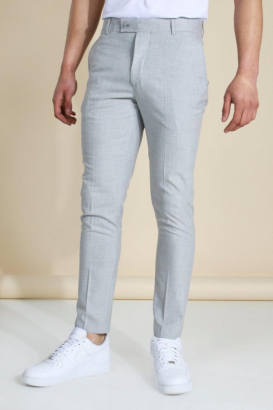 Skinny Grey Pinstripe Crop Pants image number 1