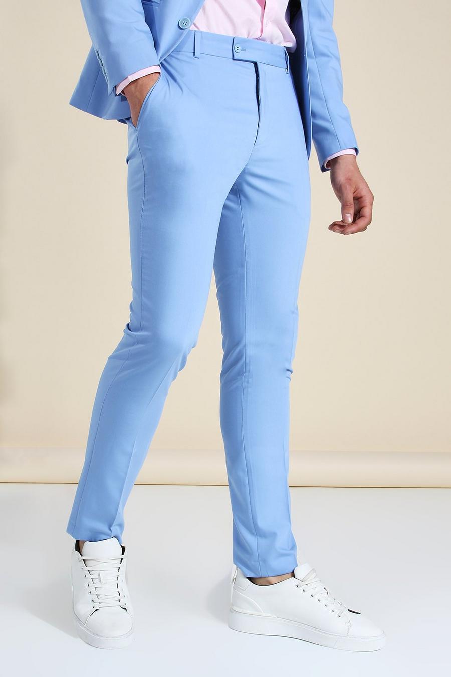 Men's Skinny Light Blue Suit Pants | boohoo