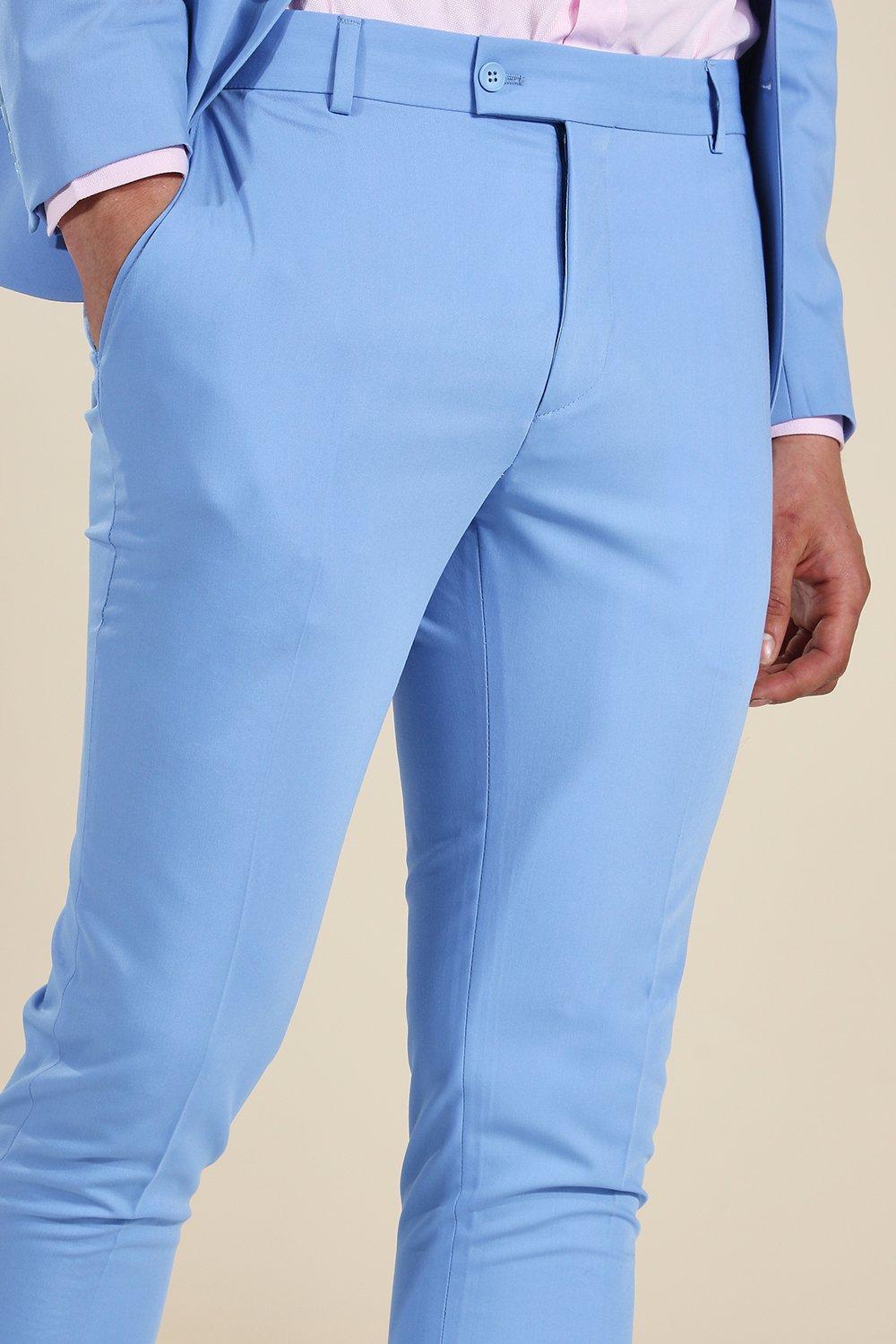 Men's Skinny Light Blue Suit Pants