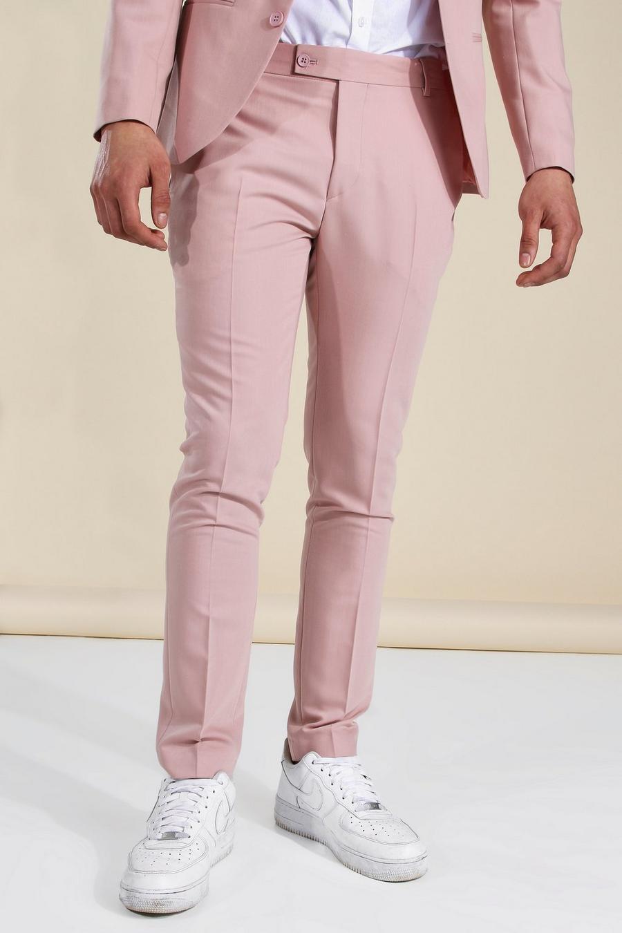 Light pink Ljusrosa kostymbyxor i skinny fit image number 1