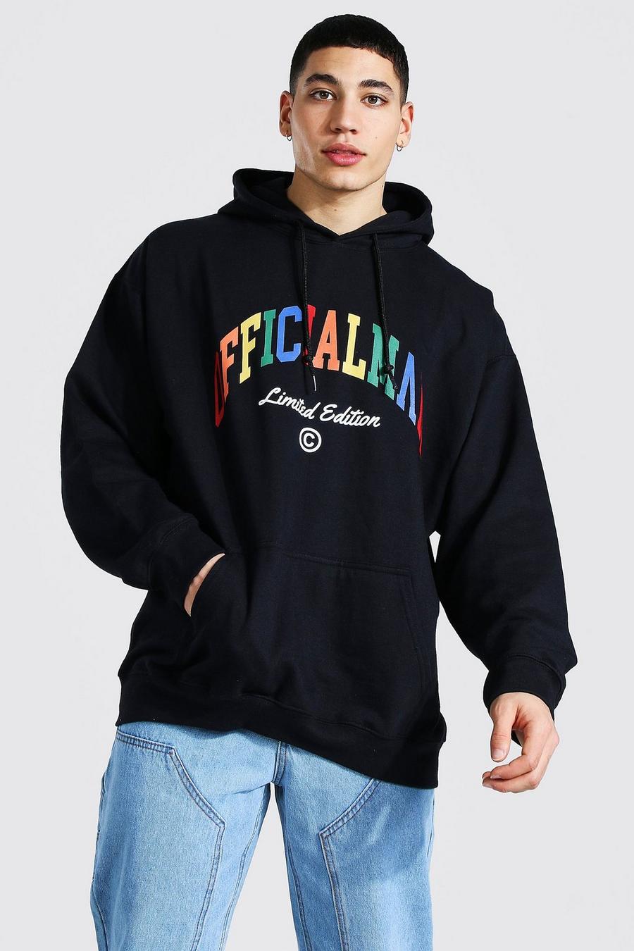 Black Official MAN Oversize hoodie med tryck image number 1