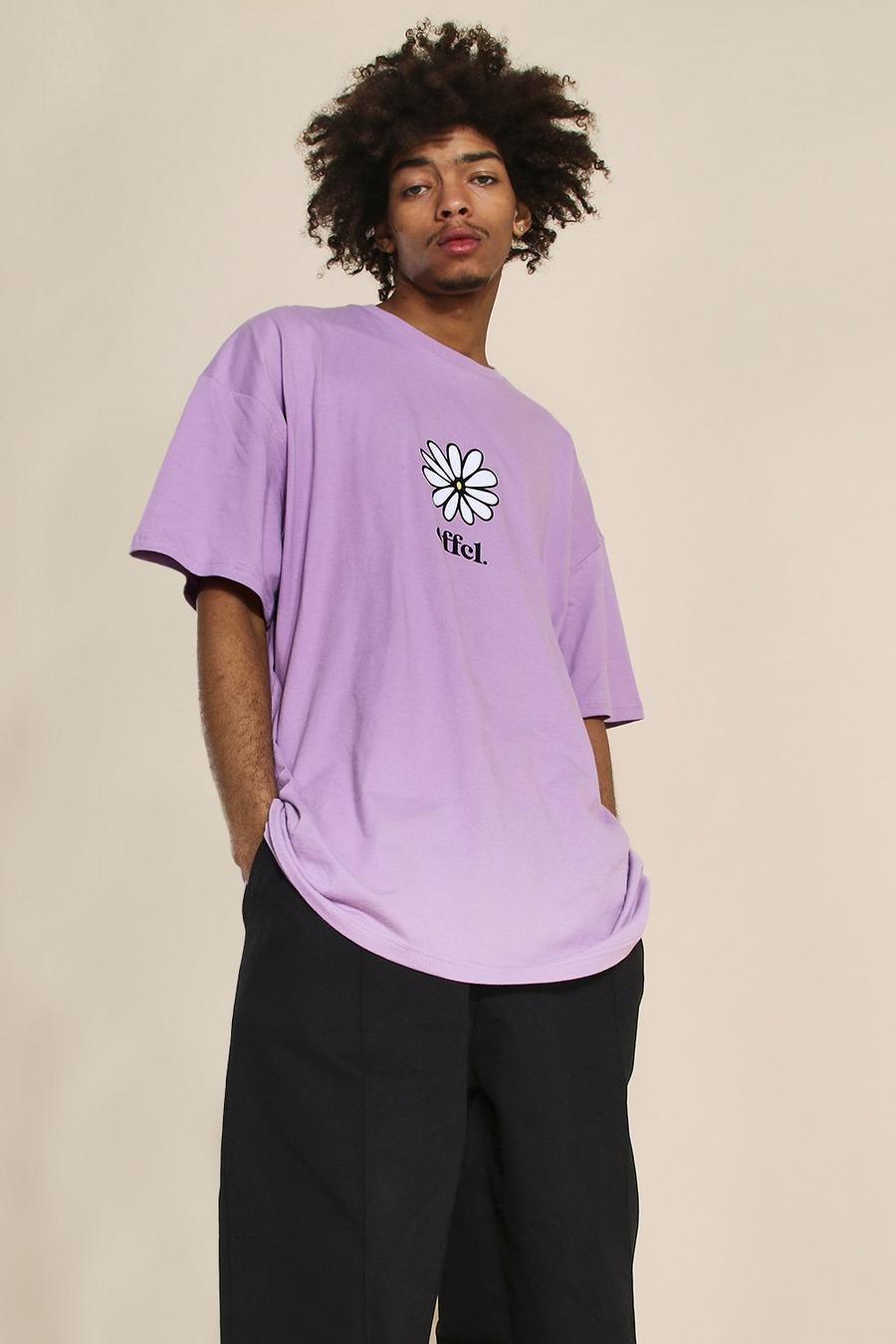 Purple Oversized Happiness Graphic T-Shirt image number 1