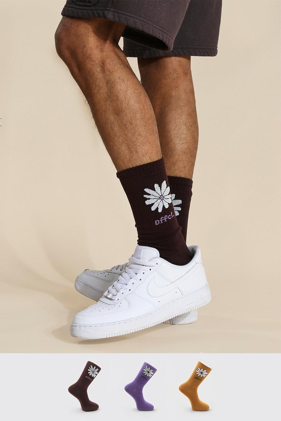 Multi 3 Pack Daisy Embroidered Socks image number 1