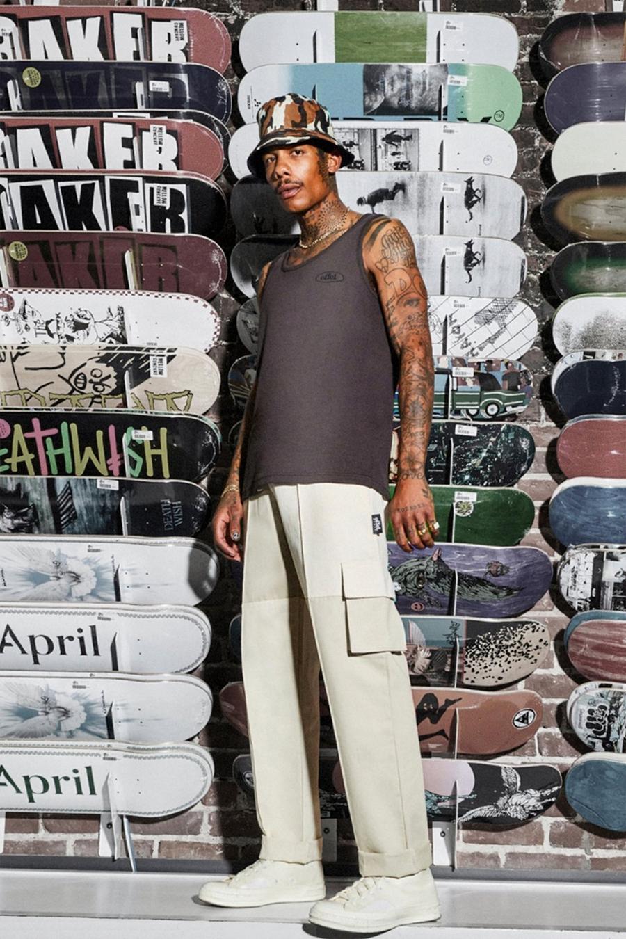 Stone Regular Patchwork Twill Cargo Pants image number 1