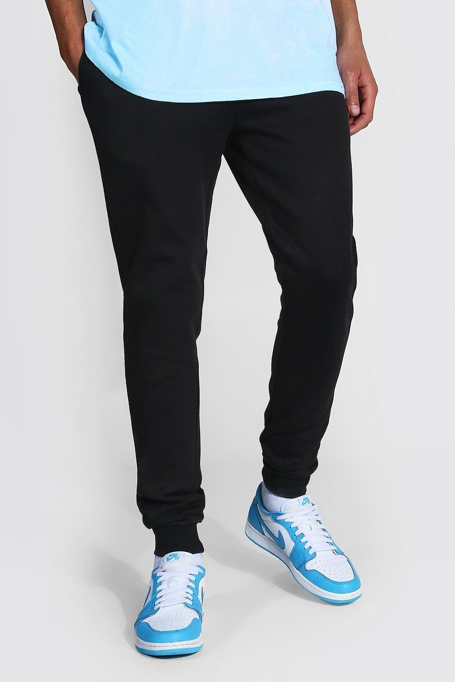 שחור מכנסי ריצה סקיני מבד ממוחזר לגברים גבוהים image number 1