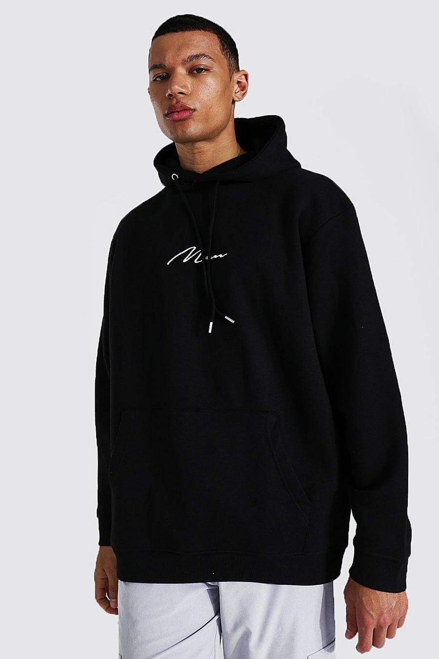 Black Tall - Man Script Oversize hoodie  image number 1