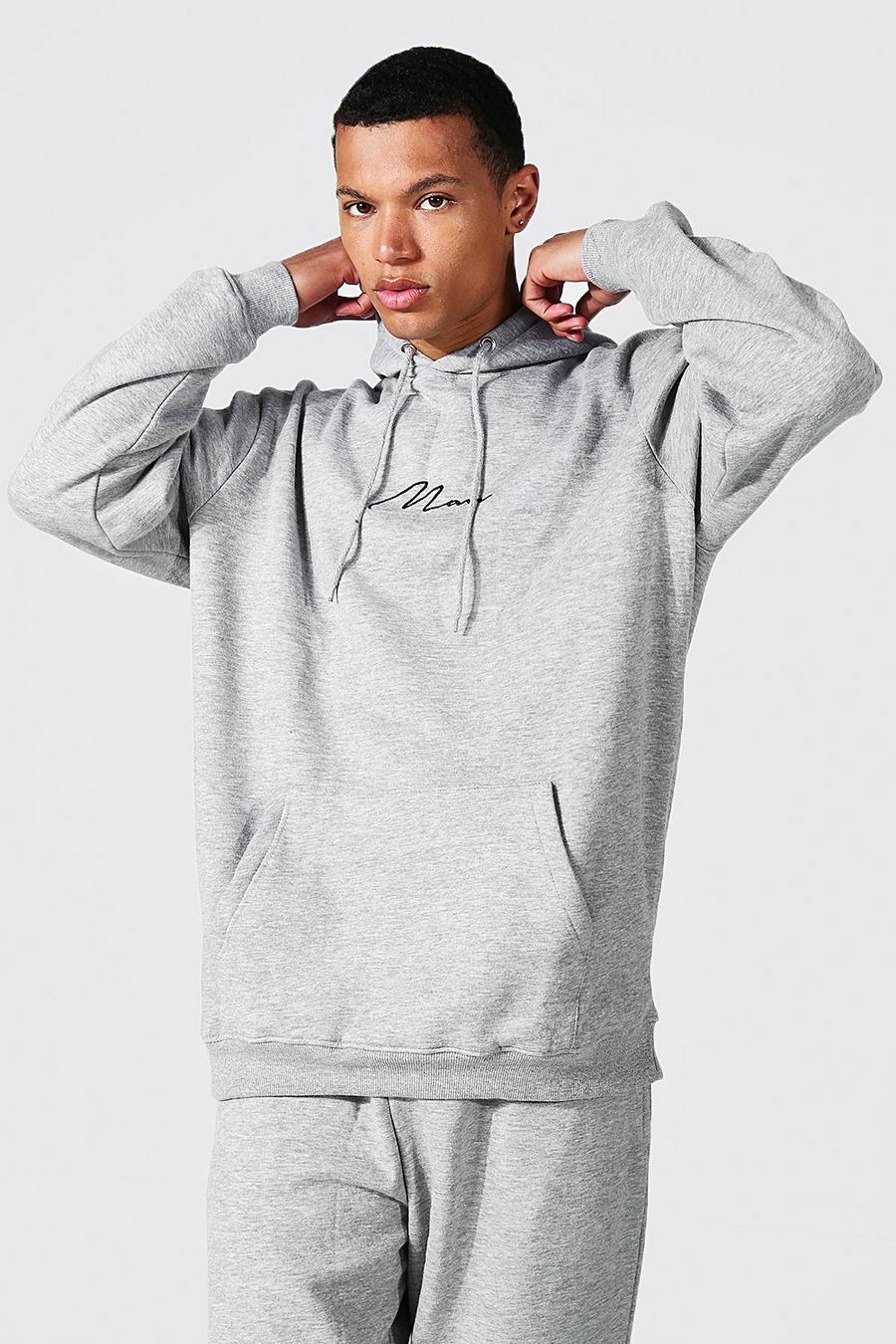 Grey marl Tall Oversized Man Hoodie image number 1