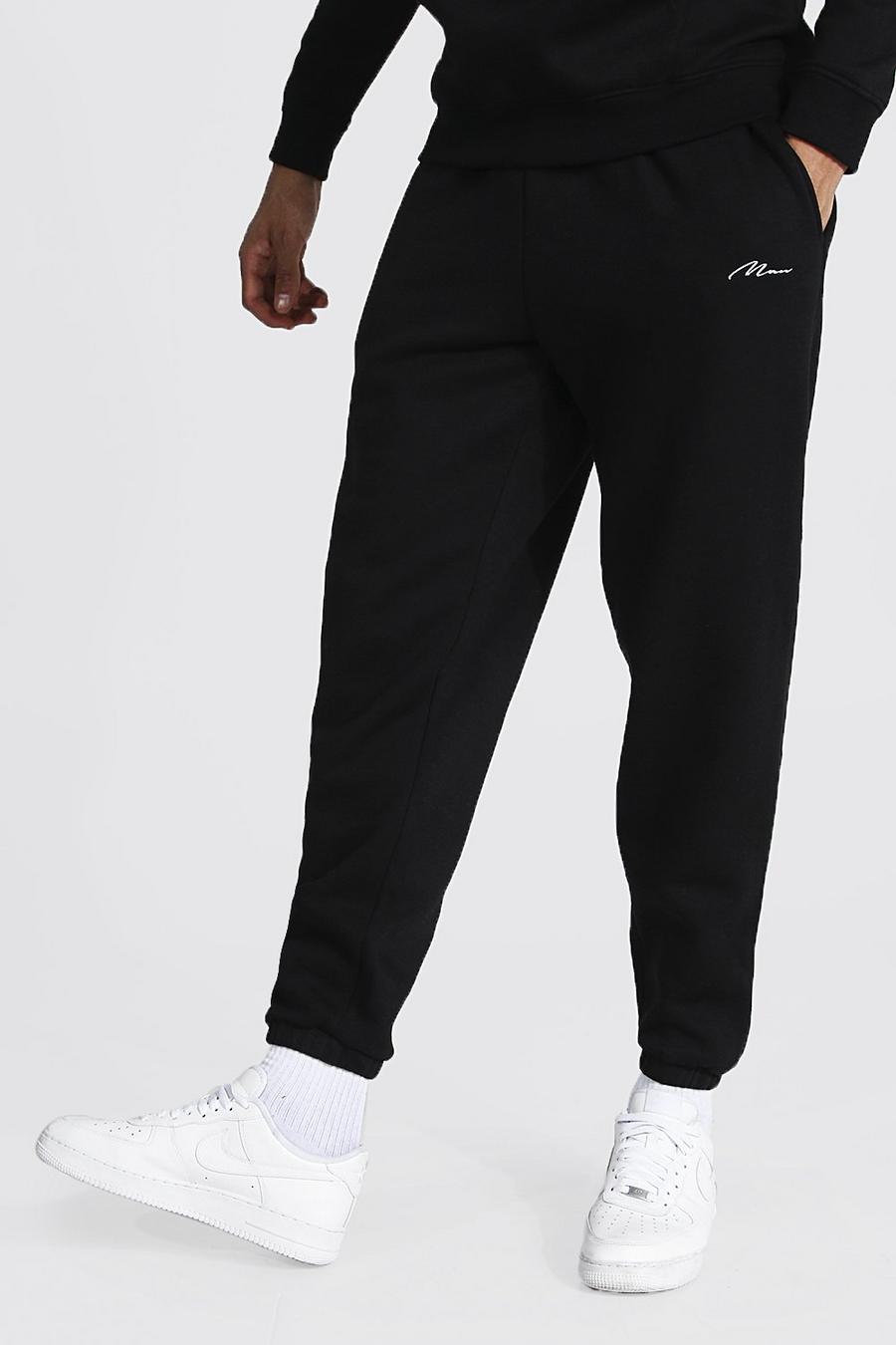 Black Tall Recycled Man Script Loose Fit Jogger image number 1