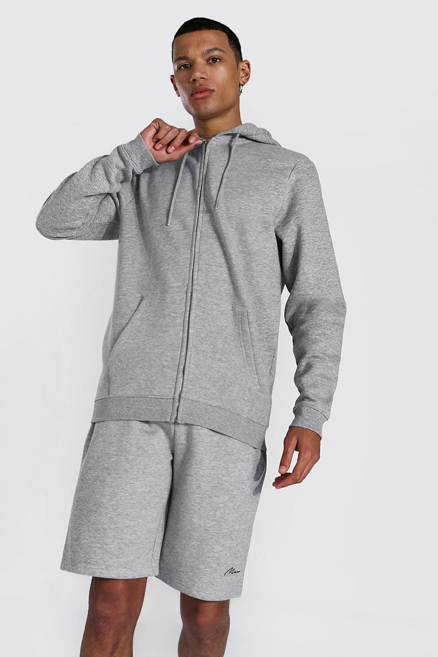 Grey marl Tall Regular Fit Zip Through Hoodie image number 1