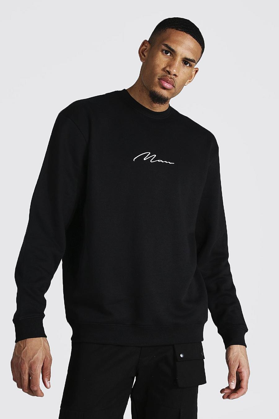 Black Tall MAN Script Oversized Sweater image number 1