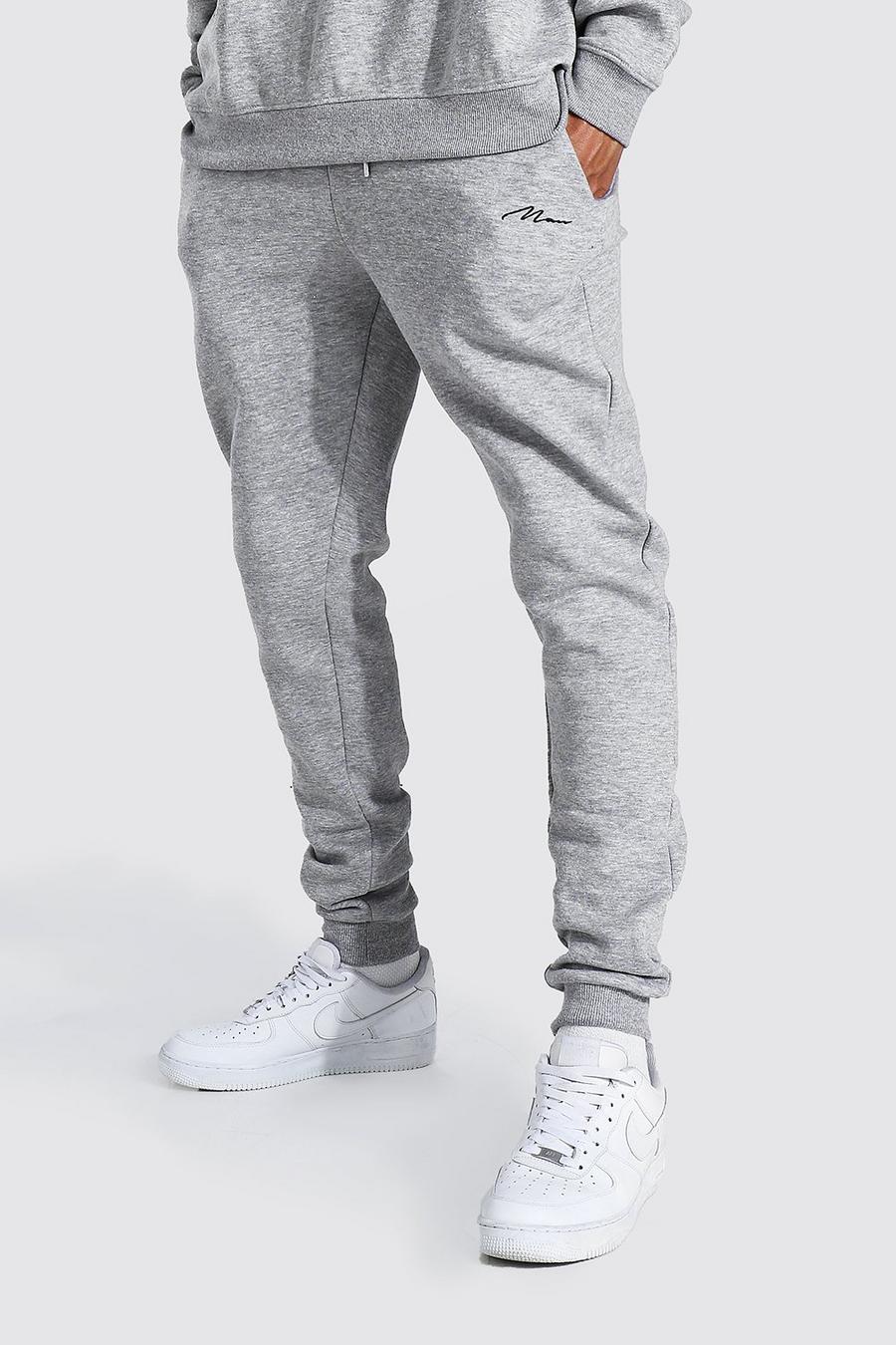 Grey marl Tall Recycled Man Script Skinny Fit Track Pant image number 1