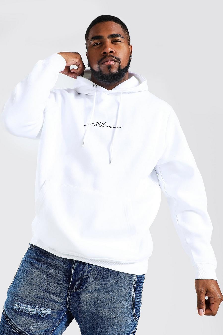 Plus recycelter Man Script Hoodie, White image number 1