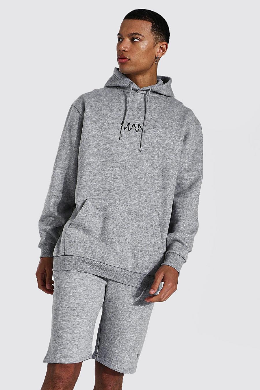 Grey marl Tall Recycled MAN Dash Oversized Hoodie image number 1