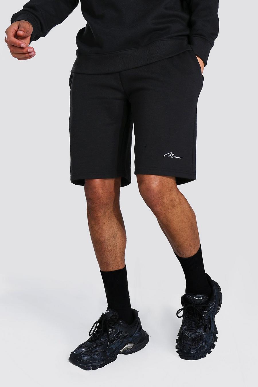 Pantalón corto Tall MAN de tela jersey con texto, Black image number 1