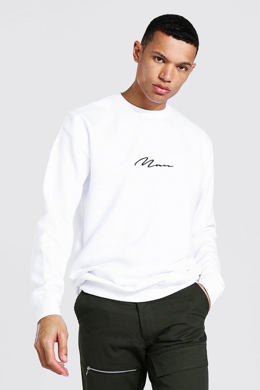 White Tall MAN Script Sweater image number 1
