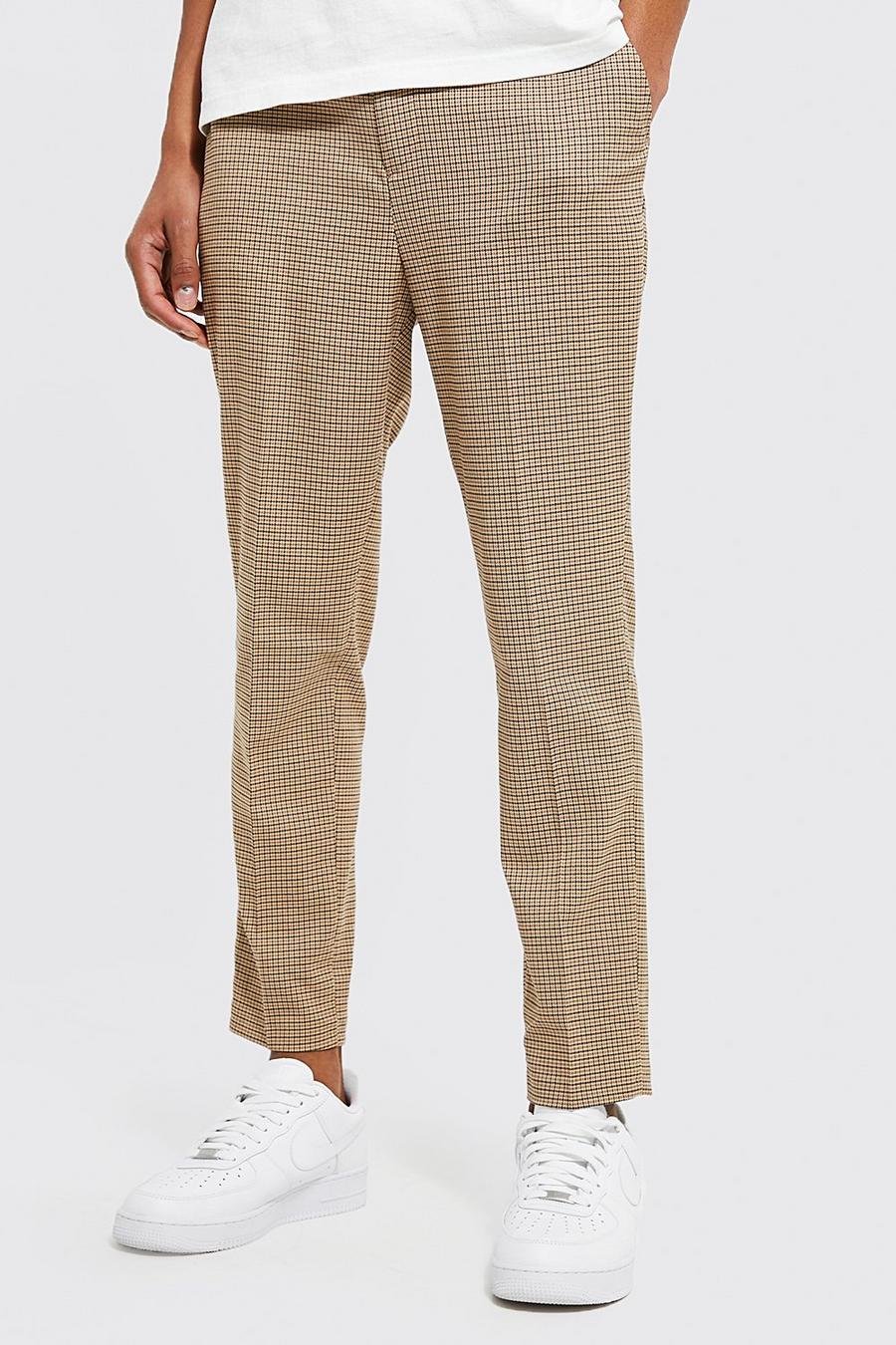 Tapered Dogtooth Brown Trousers image number 1