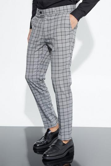 Noir Pantalon court super skinny à carreaux noir