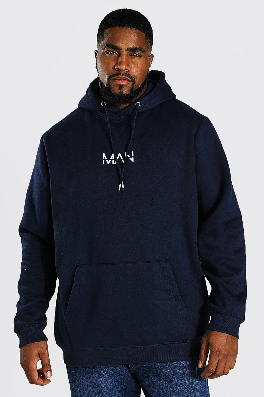 Navy marinblå Plus MAN Dash Regular Fit Hoodie image number 1