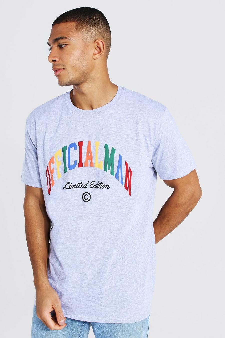 T-Shirt in Übergröße mit Official MAN-Print, Grau meliert image number 1