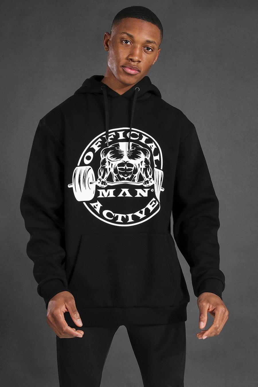 Black Man Active Oversized Hoodie With Large Logo image number 1