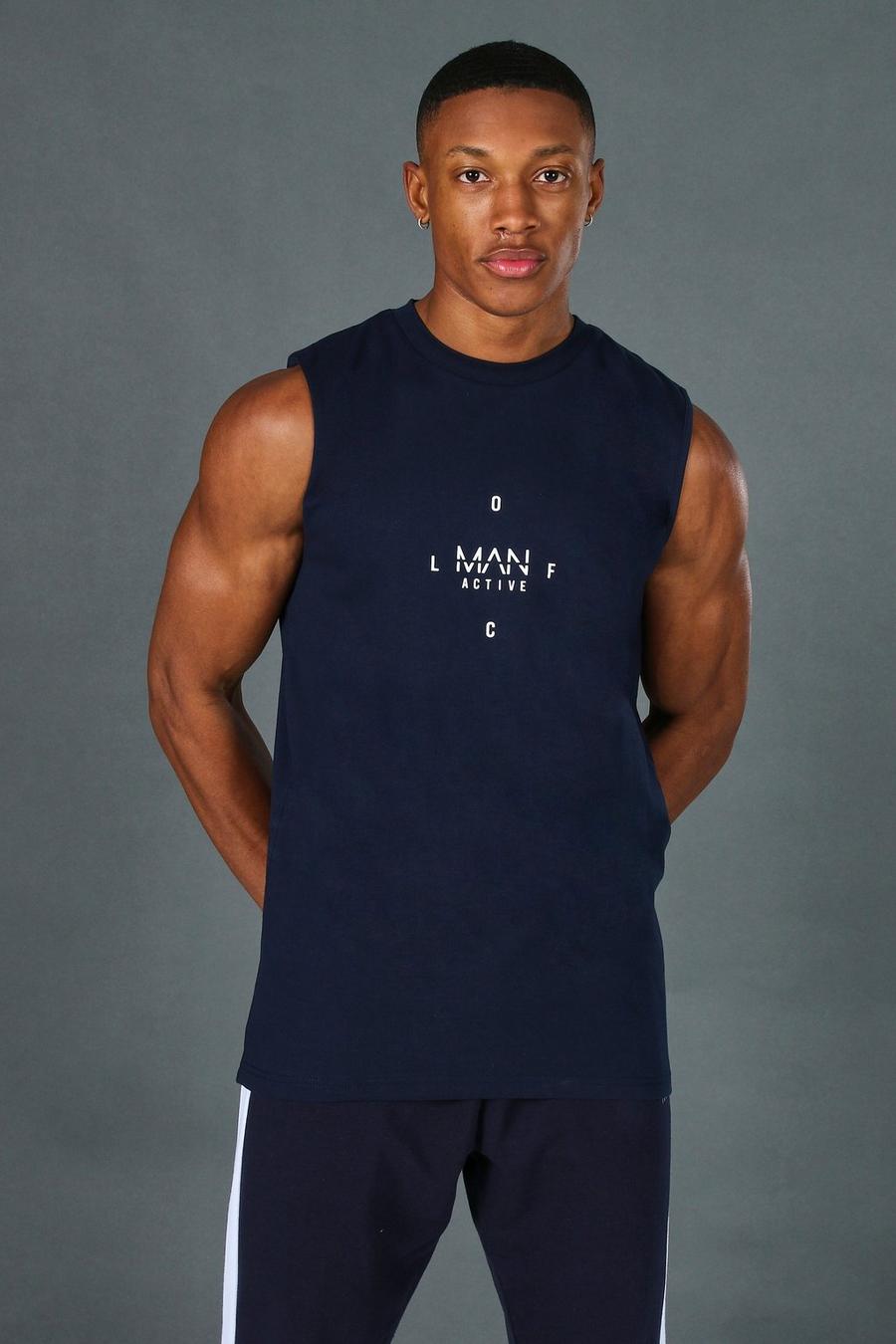 Navy Man Active Graphic Print Tank image number 1