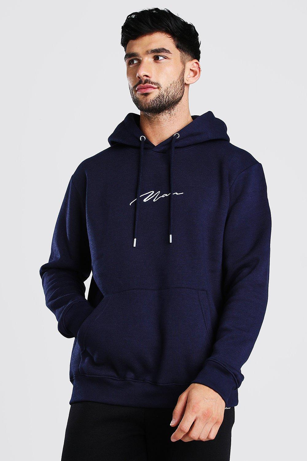 Man Signature Over The Head Hoodie boohoo