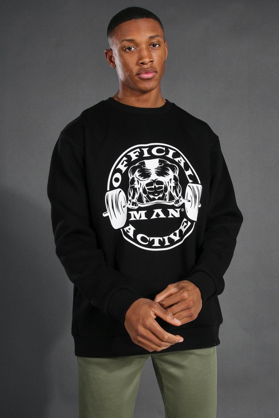Black MAN Active Oversize sweatshirt med stor logga image number 1