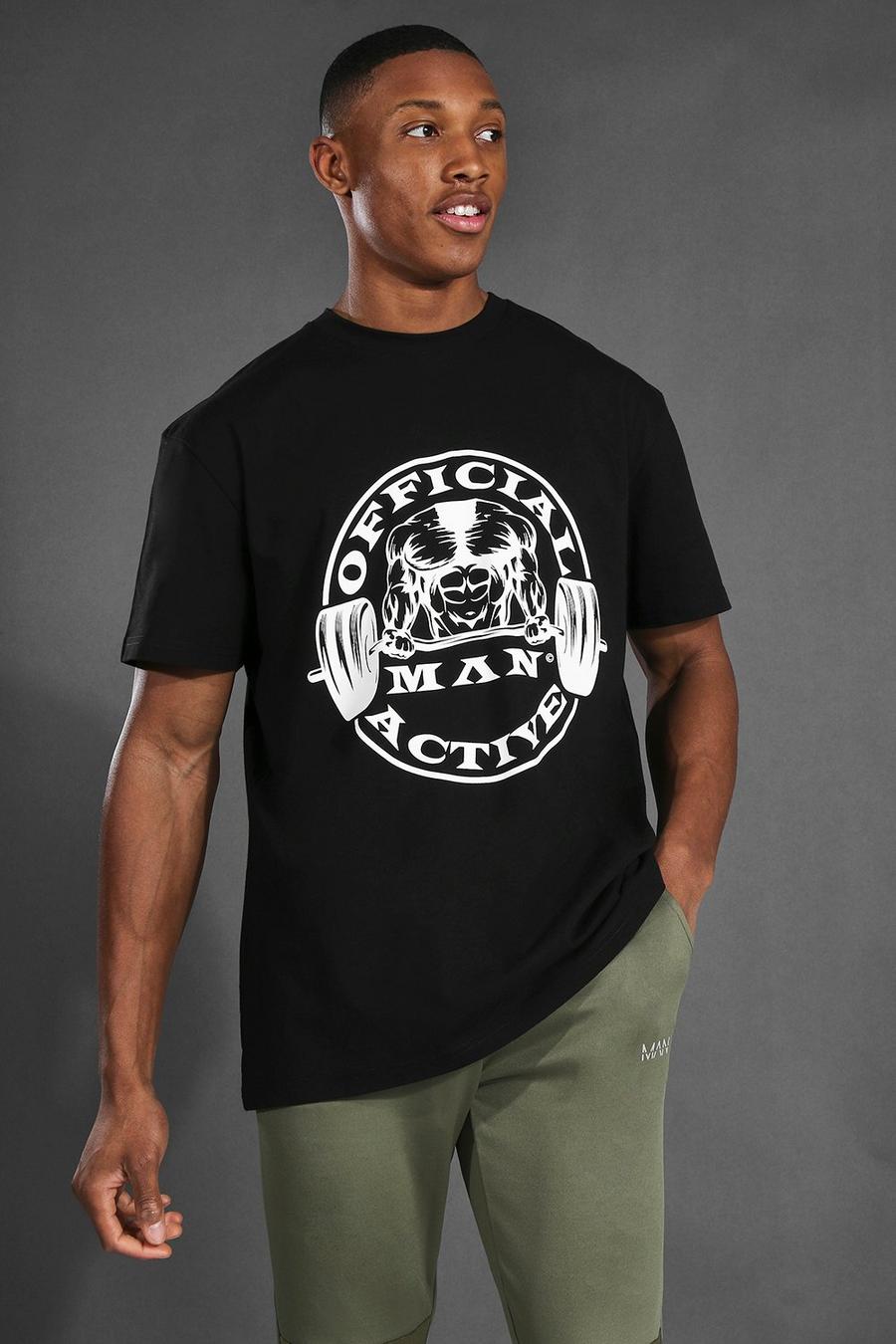 Black Man Active Oversized Tee With Large Logo image number 1