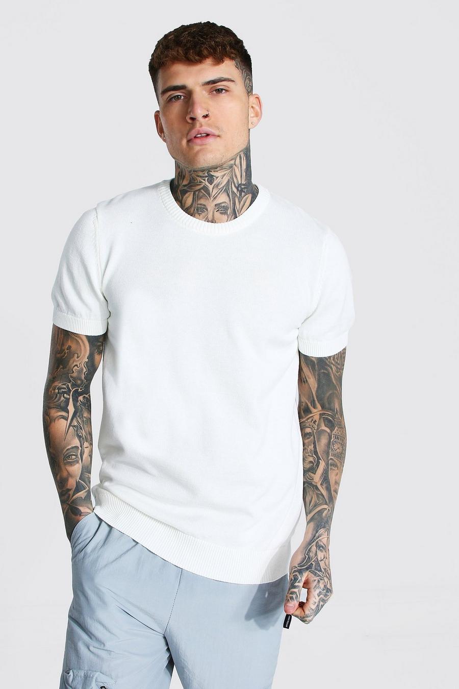 T-shirt basic in maglia, Bianco image number 1