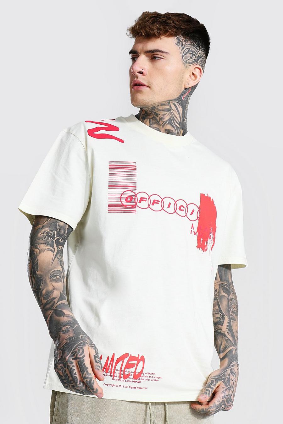 Ecru Oversized Man Graffiti T-shirt image number 1