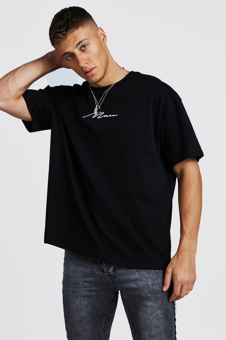 Black Oversized Man Signature T-Shirt image number 1