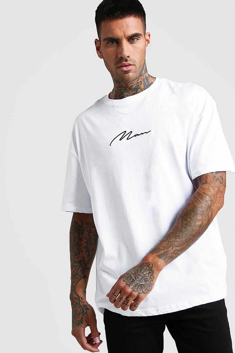 T-shirt oversize firmata MAN, Bianco image number 1