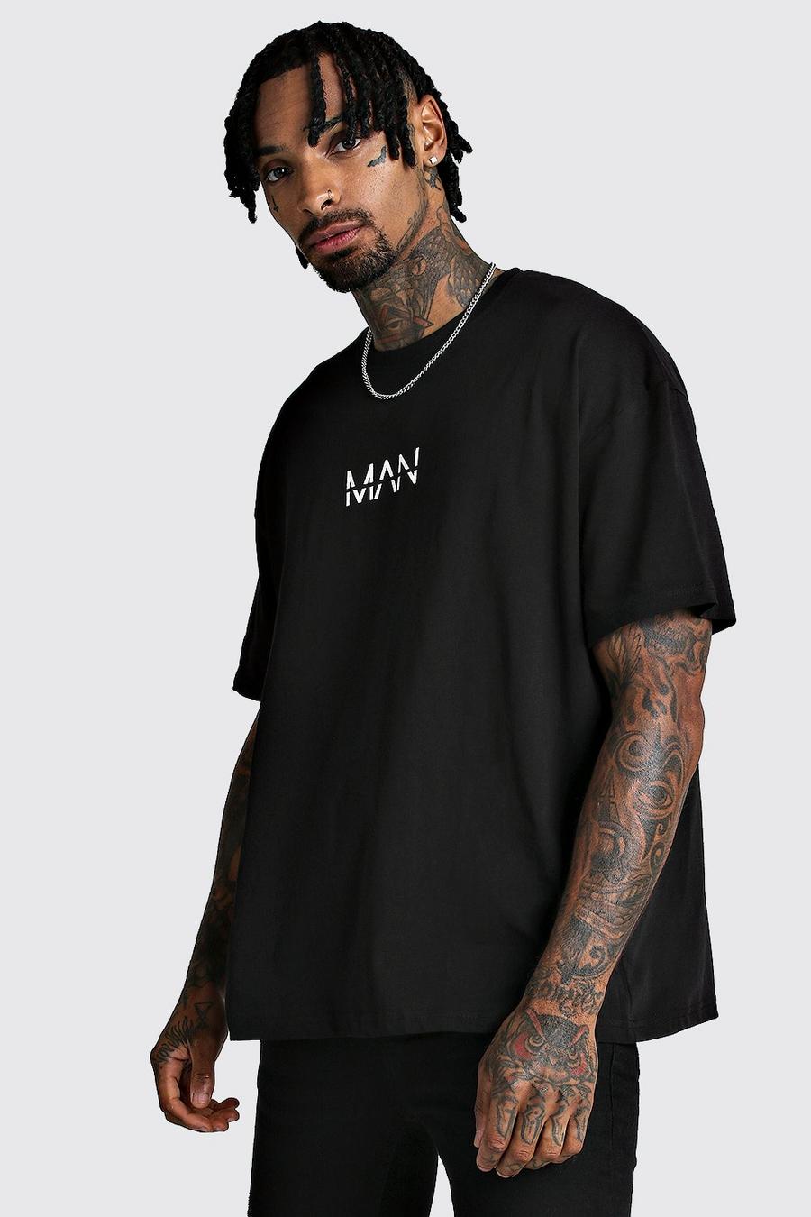 Black Oversize t-shirt med MAN-logga image number 1