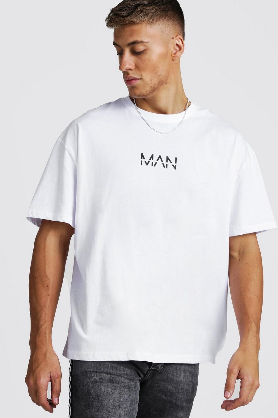 White Oversized Original MAN Print T-Shirt image number 1