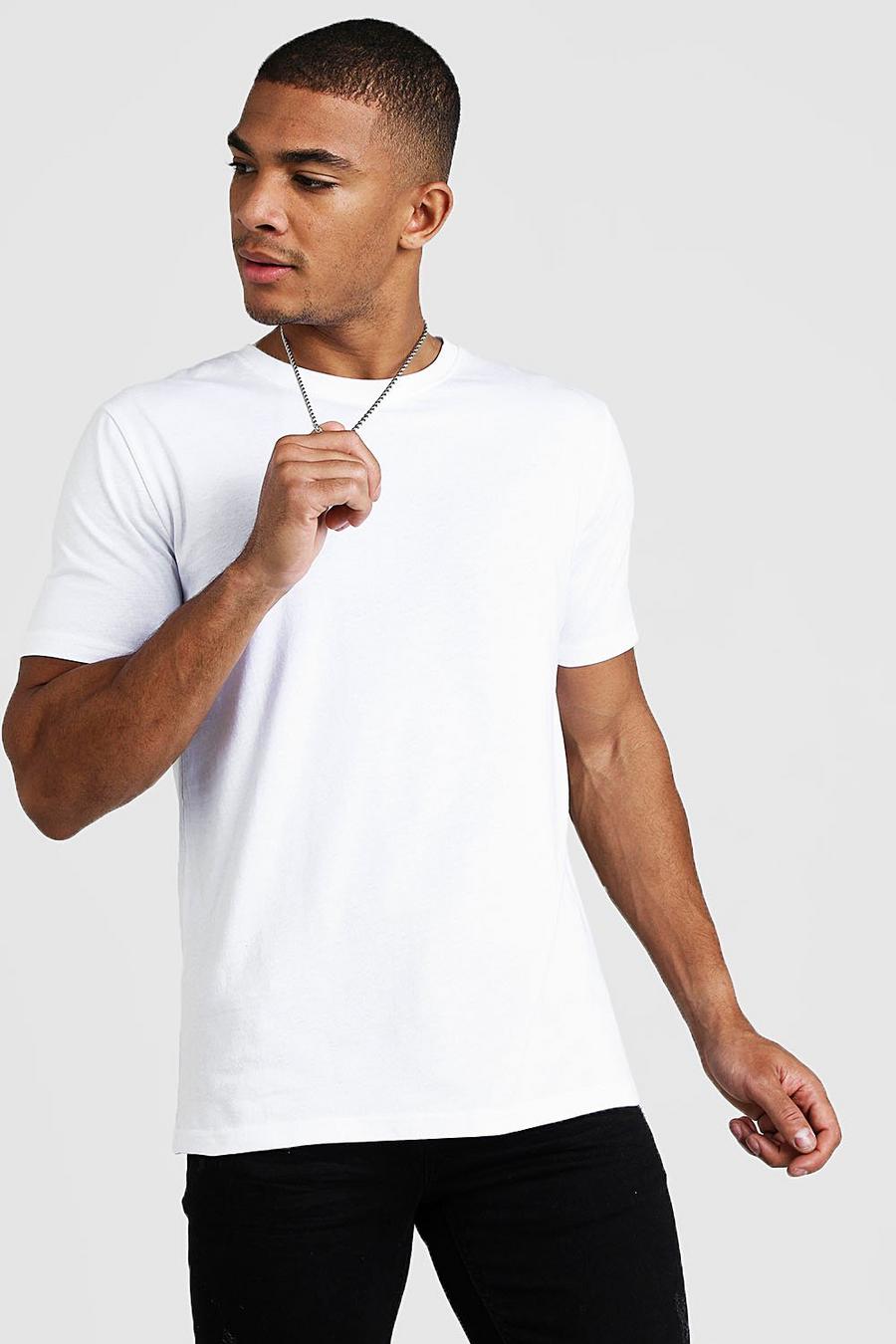 White Basic t-shirt med rund hals image number 1