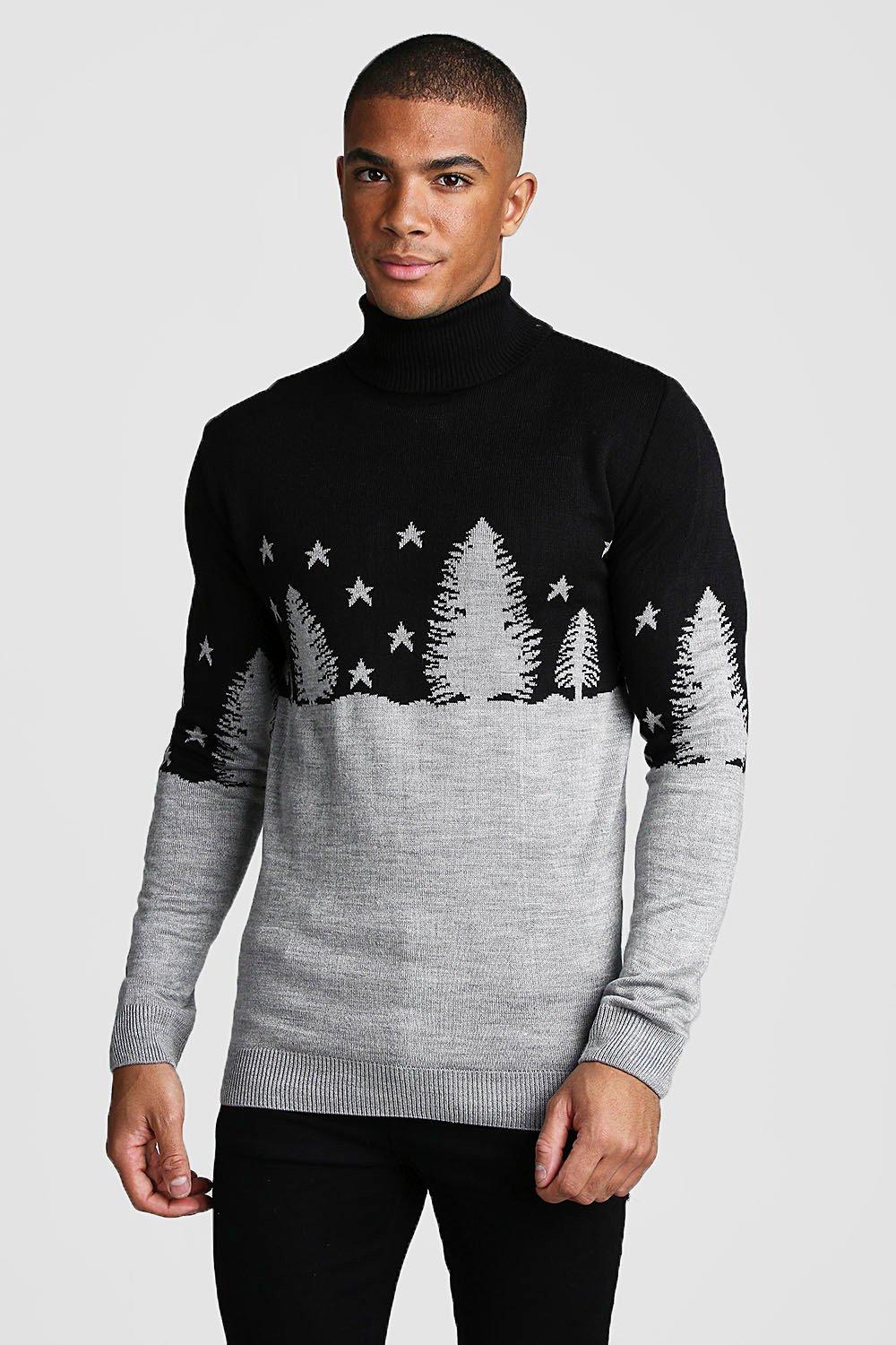 Roll neck hotsell christmas jumper mens