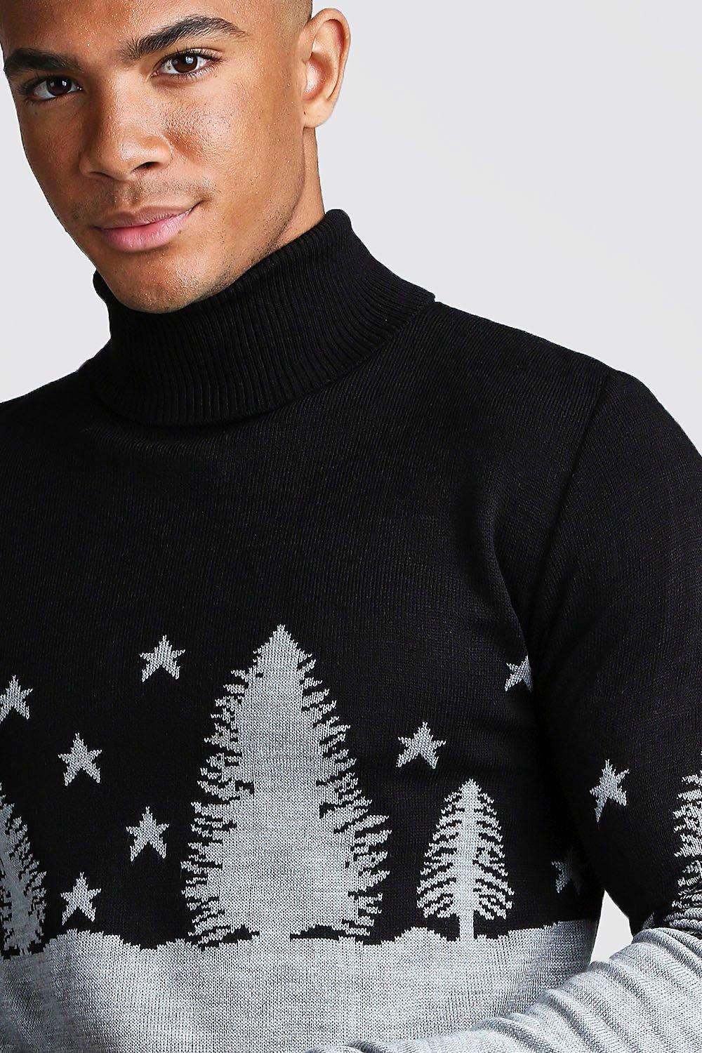 Roll neck christmas jumper mens sale