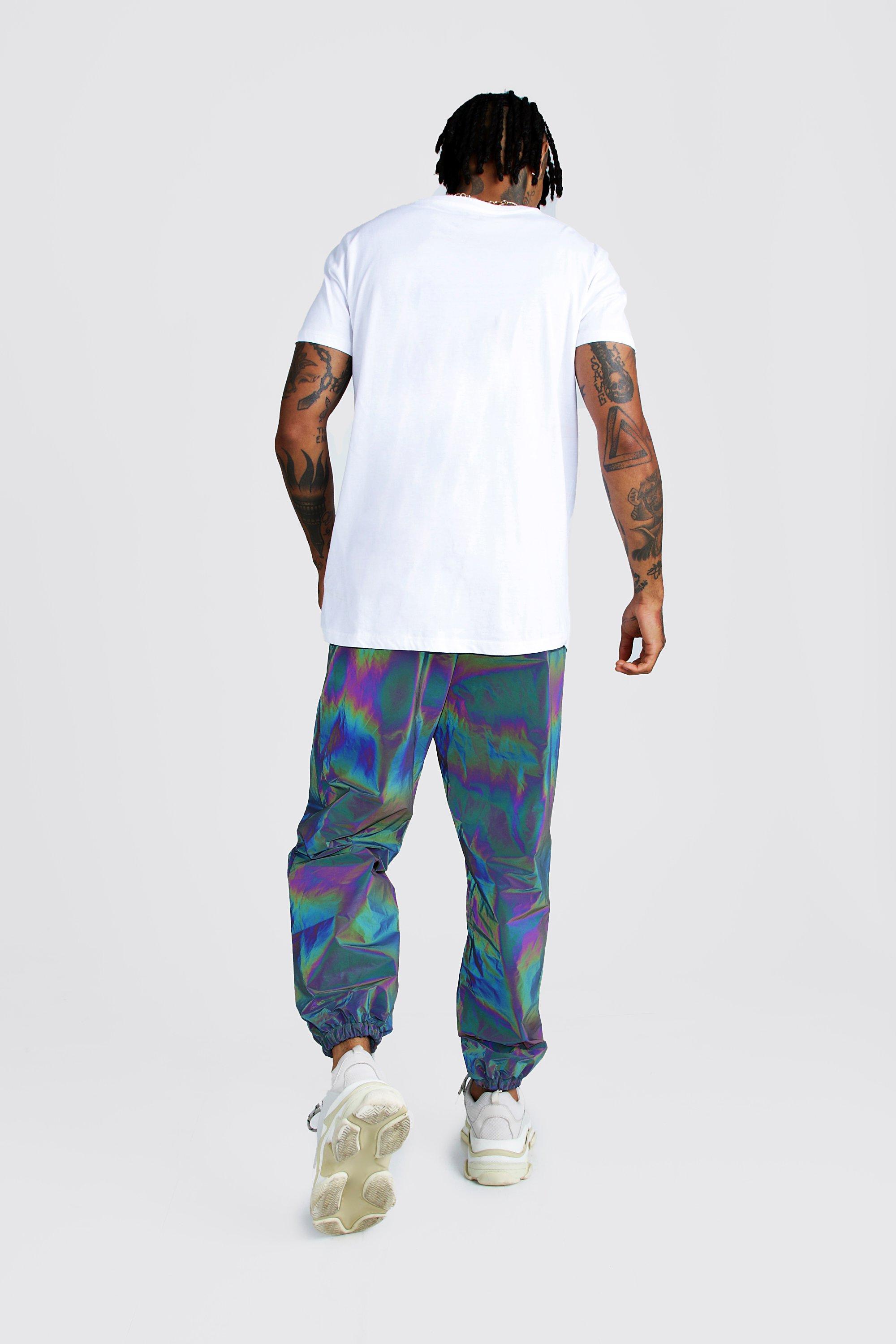 MAN Rainbow Reflective Jogger boohoo UK