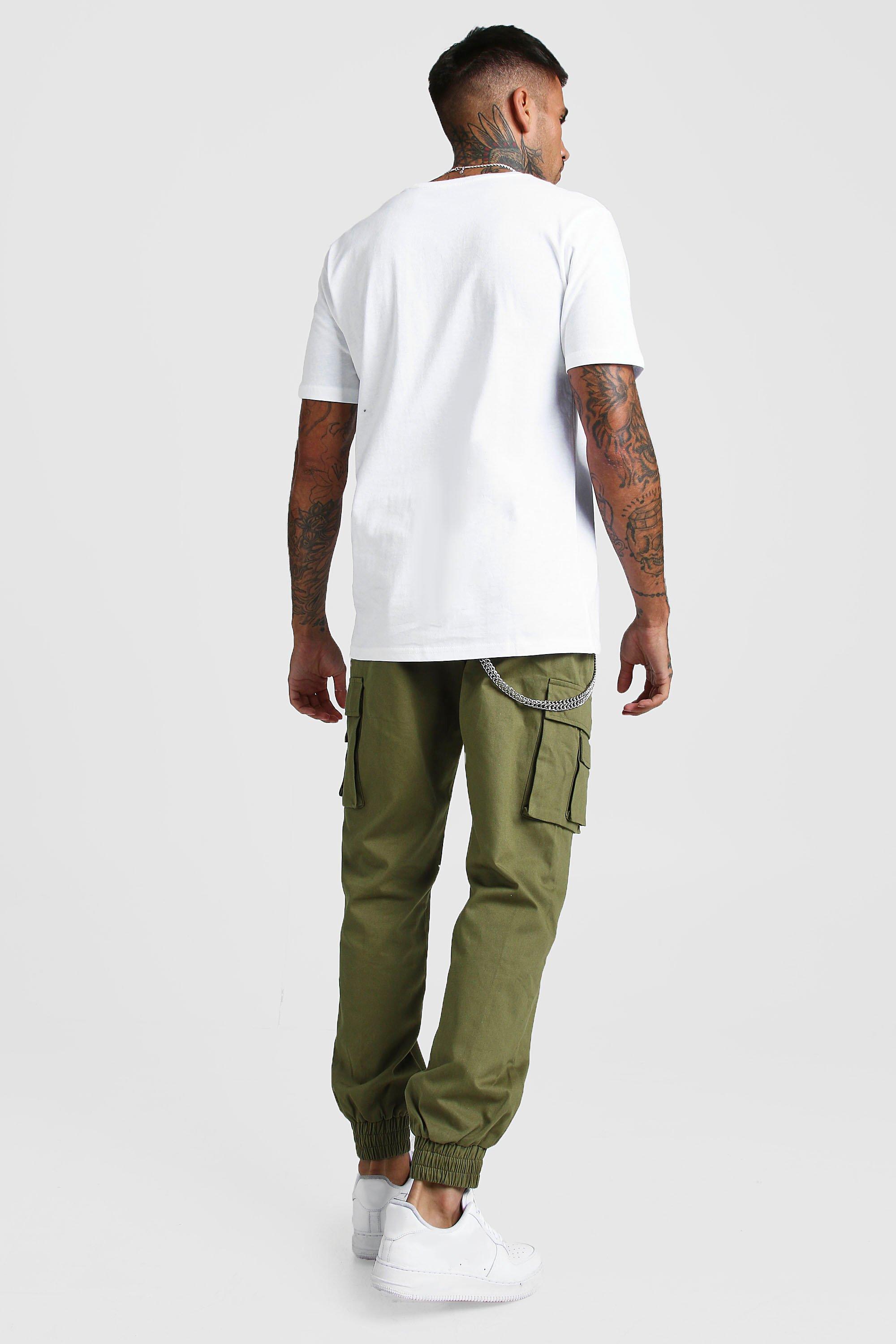 Relaxed Fit Twill Cargo Pants With Man Tab