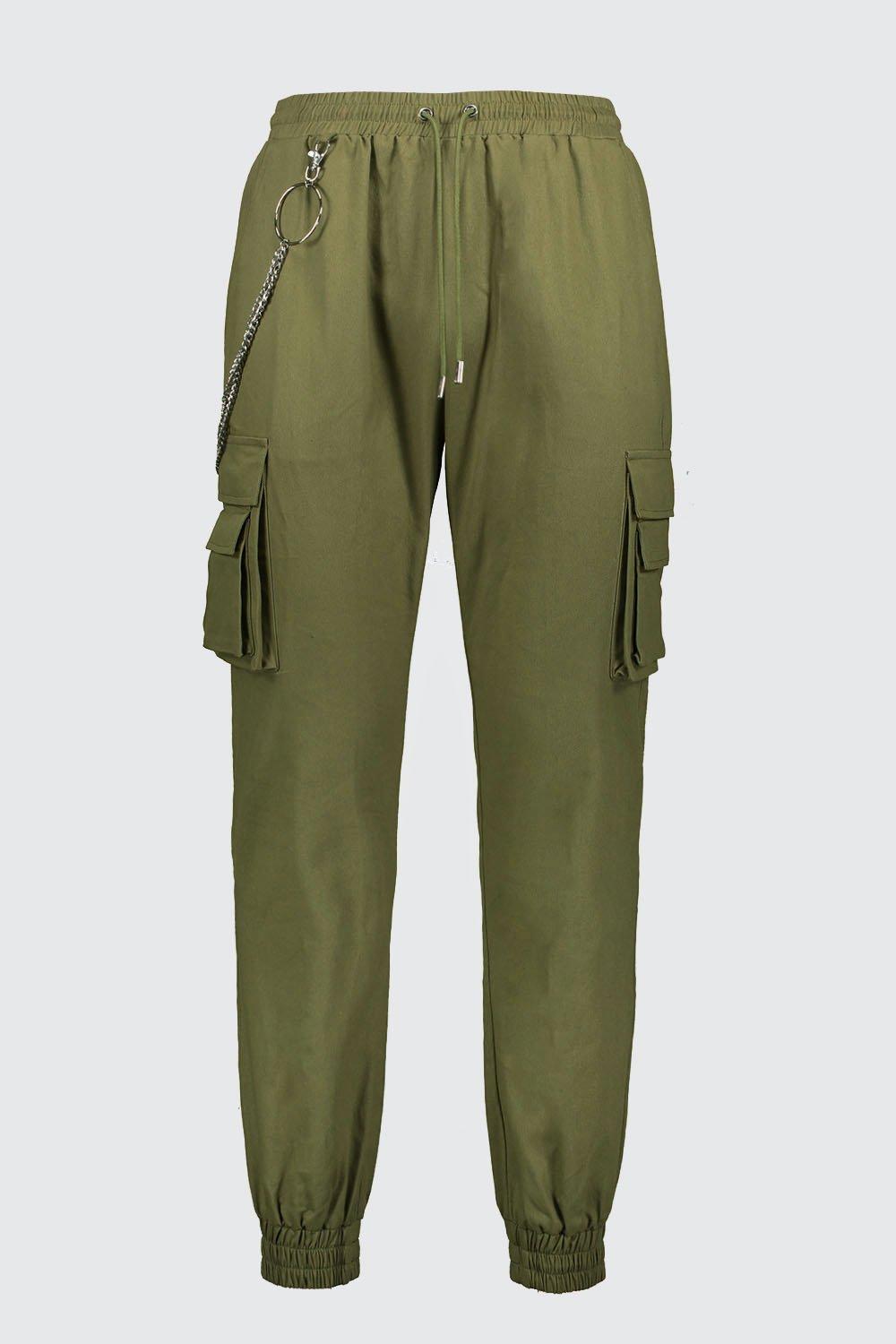 Relaxed Fit Twill Cargo Pants With Man Tab