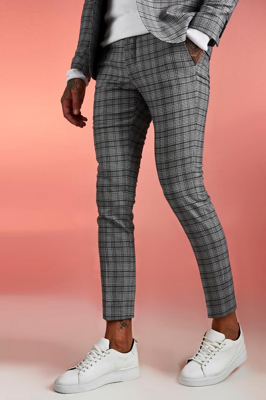 Brown Heritage Check Skinny Fit Suit Trouser image number 1