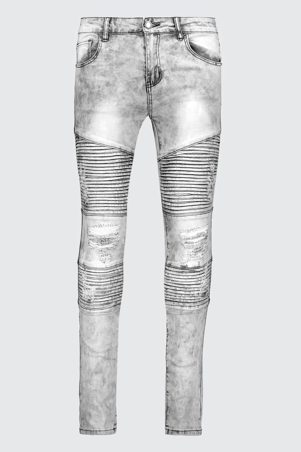 stone wash biker jeans