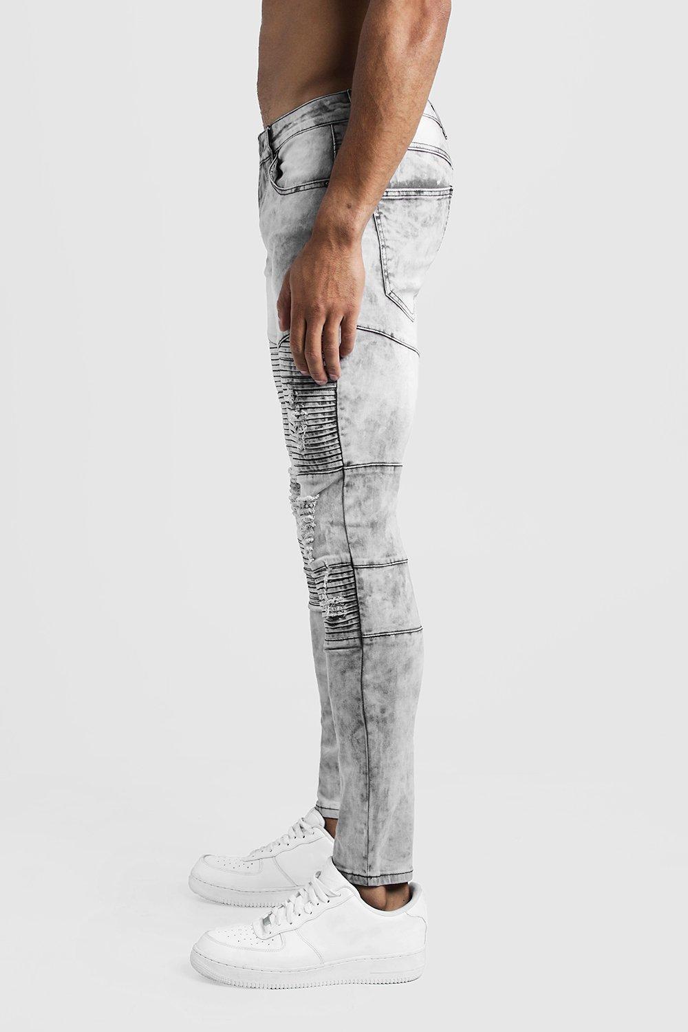 acid washed moto jeans