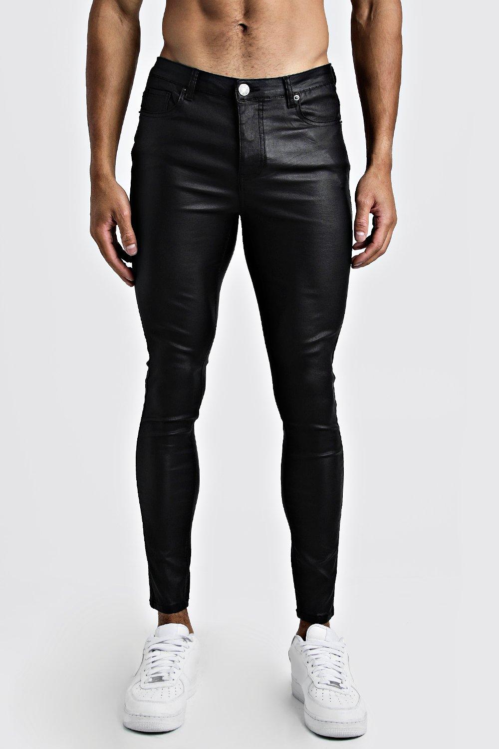 Skinny PU Coated Jeans | Boohoo UK