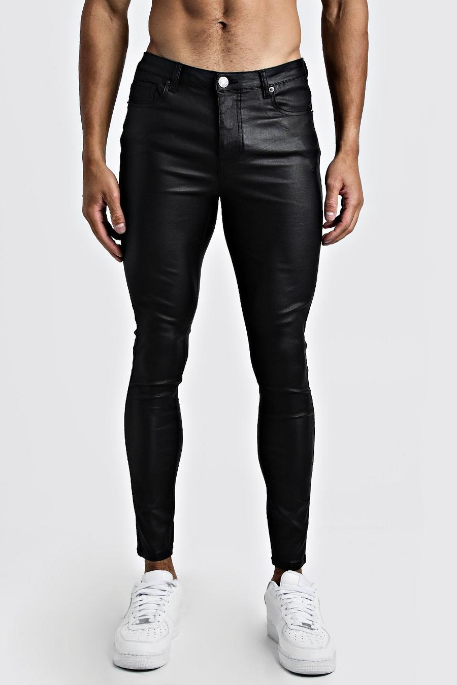Enganliegende Jeans mit Lederimitat-Beschichtung, Schwarz image number 1