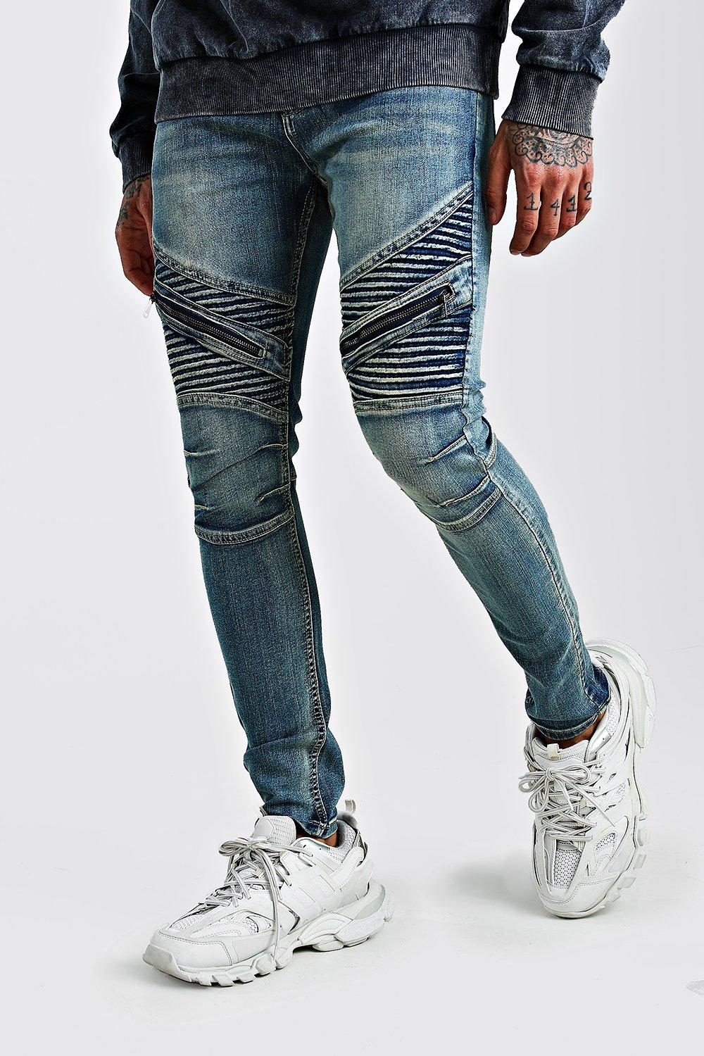biker jeans with zips