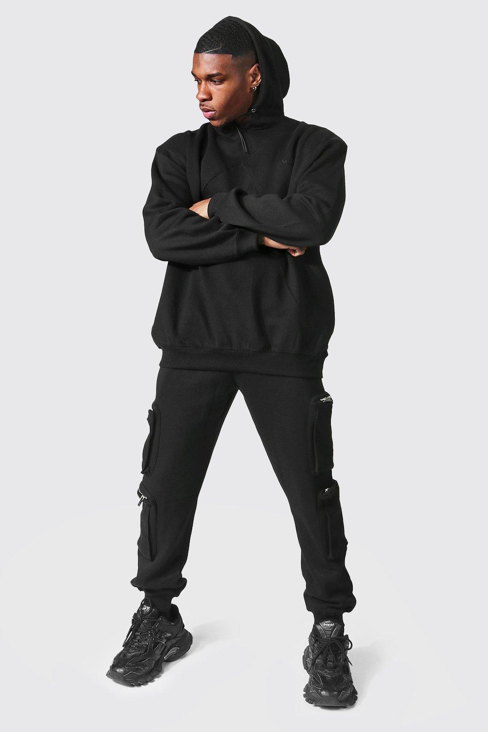 Oversized Man Utility Hooded Tracksuit | Boohoo UK