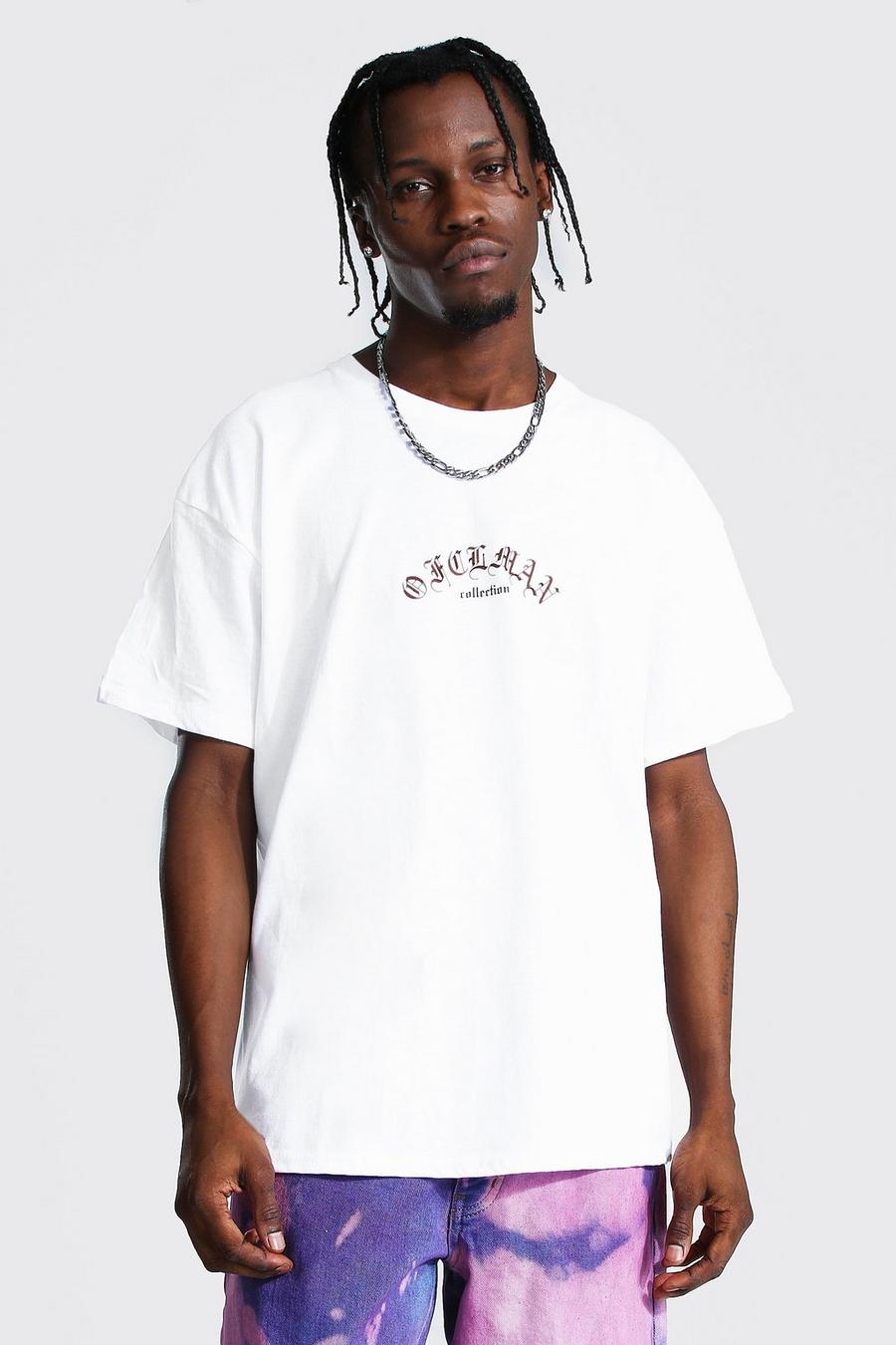 White Oversized Official Man Gothic Print T-Shirt image number 1