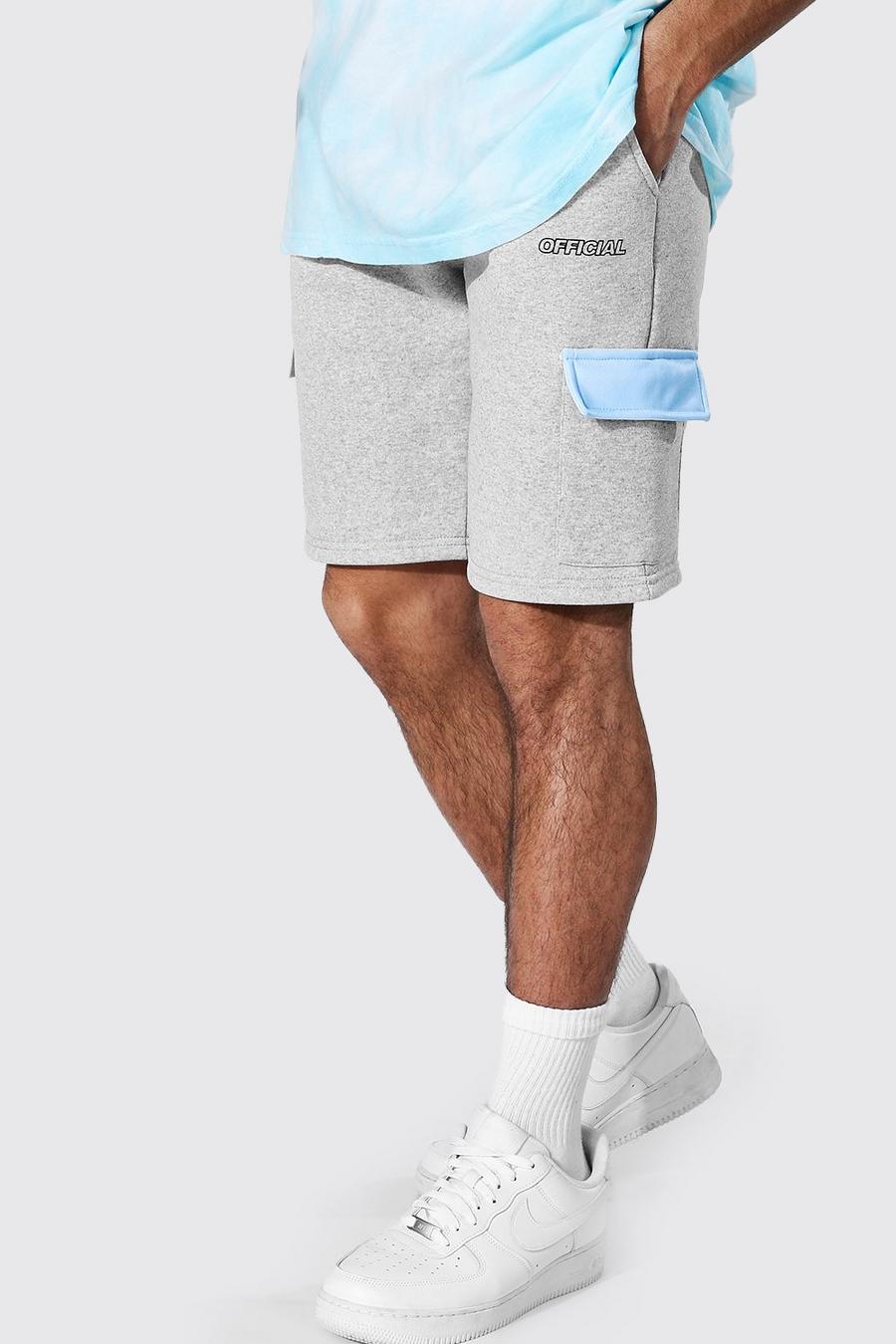 Pantalones cortos con bolsillos con bloques de color estándar Official, Azul claro image number 1